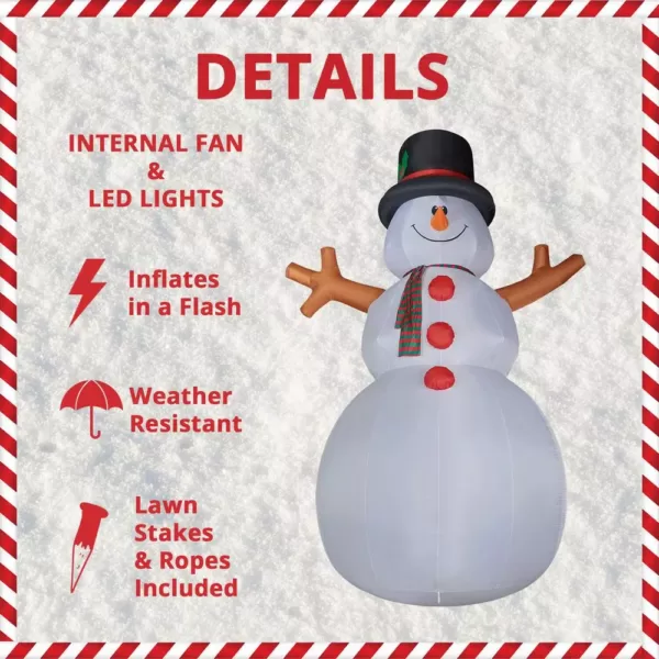 Fraser Hill Farm 20 ft. Jolly Snowman Christmas Inflatable with Lights