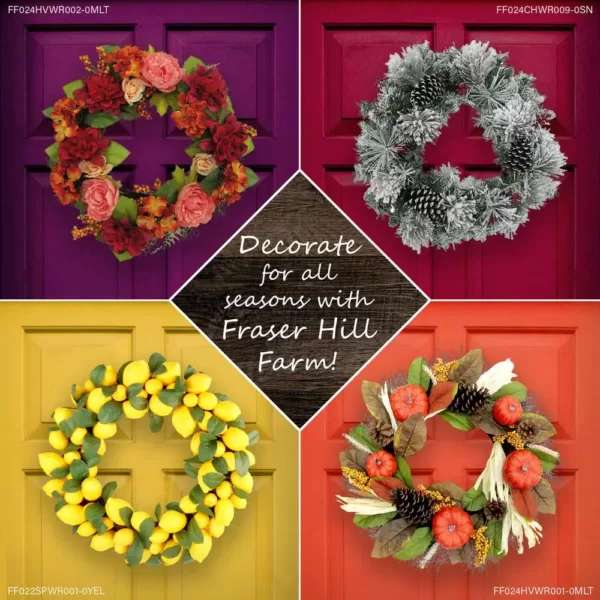 Fraser Hill Farm 24 in. Artificial Christmas Wreath with Oversized Pinecones