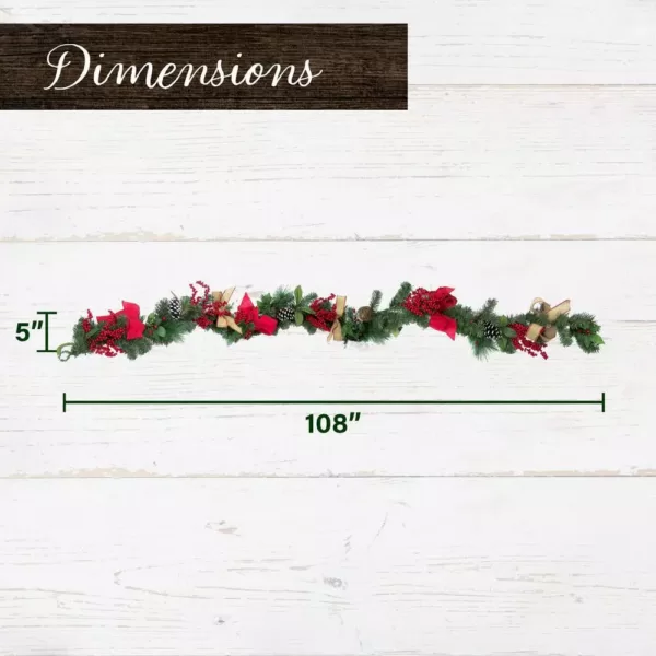 Fraser Hill Farm 24 in. Artificial Christmas Wreath with Garland, Pinecones, Bows, and Berries