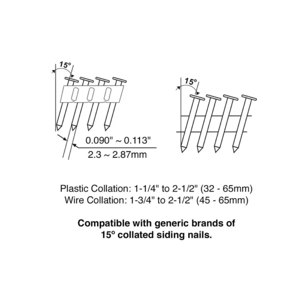 Freeman Pneumatic 15° 2-1/2 in. Coil Siding Nailer