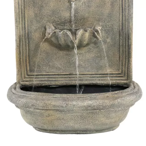 Sunnydaze Decor Seaside Resin French Limestone Solar Outdoor Wall Fountain with Battery Backup