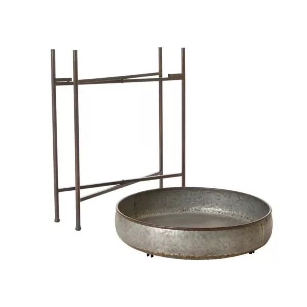 Glitzhome 25.79 in. H Galvanized Metal Farmhouse Shelf with Removable Round Tray