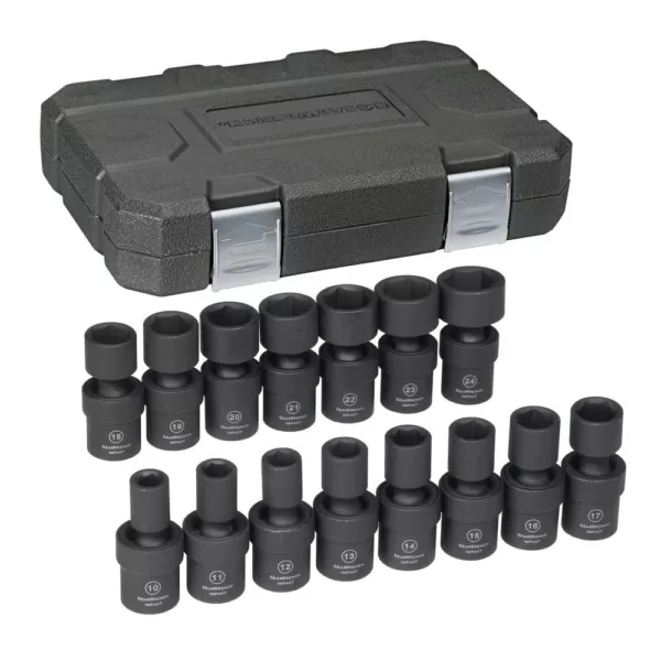 GEARWRENCH 1/2 in. Drive Metric Impact Universal Socket Set (15-Piece)