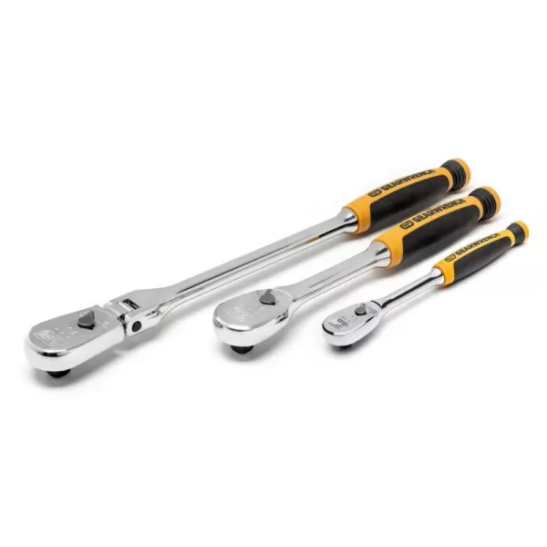 GEARWRENCH 1/4 in. and 3/8 in. Drive 90-Tooth Dual Material Teardrop Ratchet Set (3-Pieces)