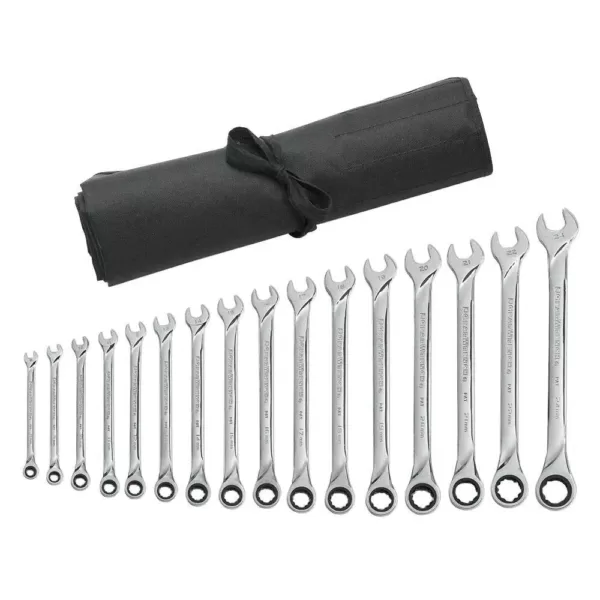 GEARWRENCH X-Large Ratcheting Combination Wrench Set with Roll (16-Piece)