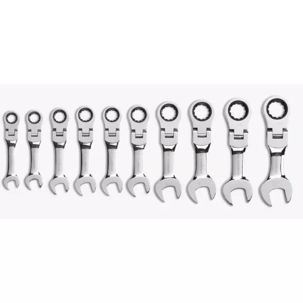 GEARWRENCH Metric Stubby Flex Ratcheting Wrench Set (10-Piece)