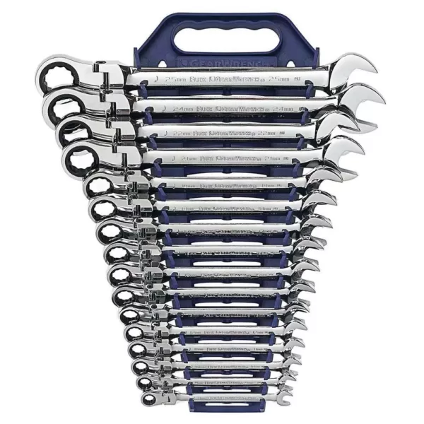 GEARWRENCH Metric Flex-Head Ratcheting Combination Wrench Set (16-Piece)