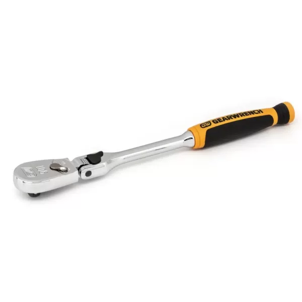 GEARWRENCH 1/4 in. Drive 90-Tooth Dual Material 8 in. Locking Flex Head Teardrop Ratchet