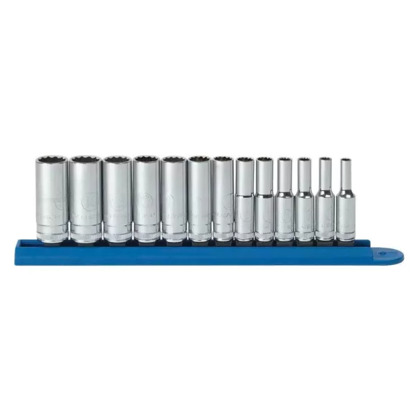 GEARWRENCH 1/4 in. Drive Metric 12-Point Deep Socket Set (13-Piece)