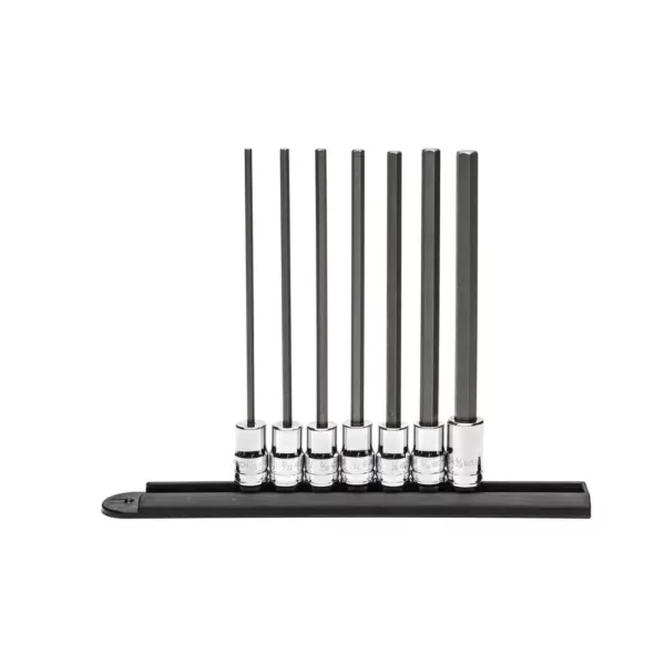 GEARWRENCH 3/8 in. Drive Long Length Hex Bit SAE Socket Set (7-Piece)