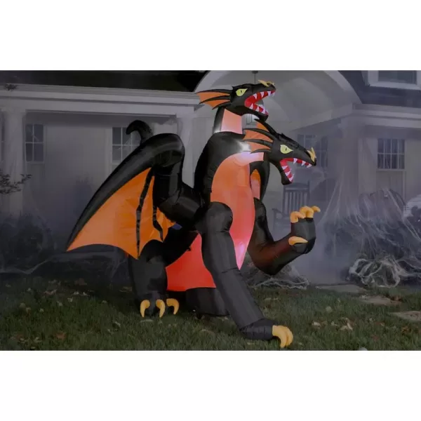 Gemmy 7.5 ft. Fire and Ice Two-Headed Dragon Halloween Inflatable with Animated Projection