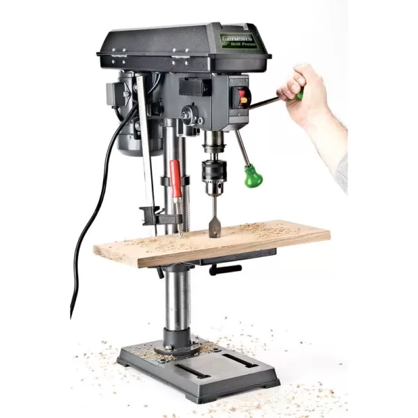 Genesis 4.1-Amp 10 in. 5-Speed Drill Press with 5/8 in. Chuck, Work Light, and Table Rotatable 360° and Tiltable 45°