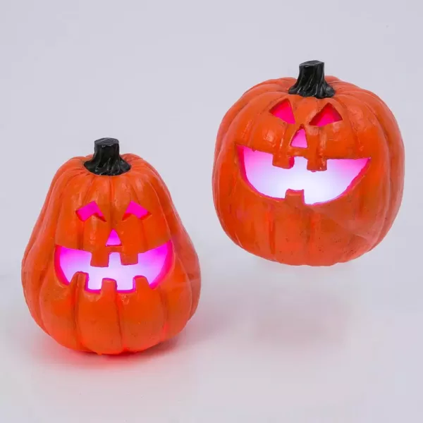 Gerson 9.25 in. H Electric Smoking Vapor Jack-O-Lanterns with Color Changing Effect (Set of 2)