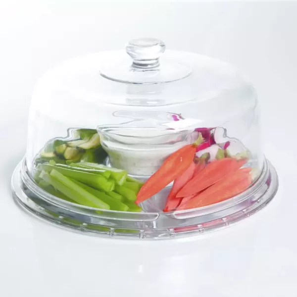 Gibson Home Great Foundations 2-Piece Multi-Functional Glass Cake Stand with Dome