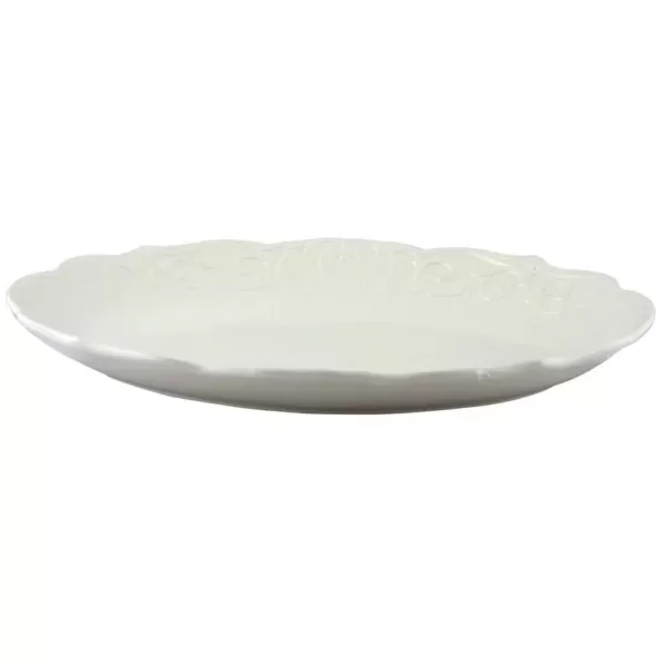 Gibson Home Royal Abbey White Durastone Oval Embossed Platter