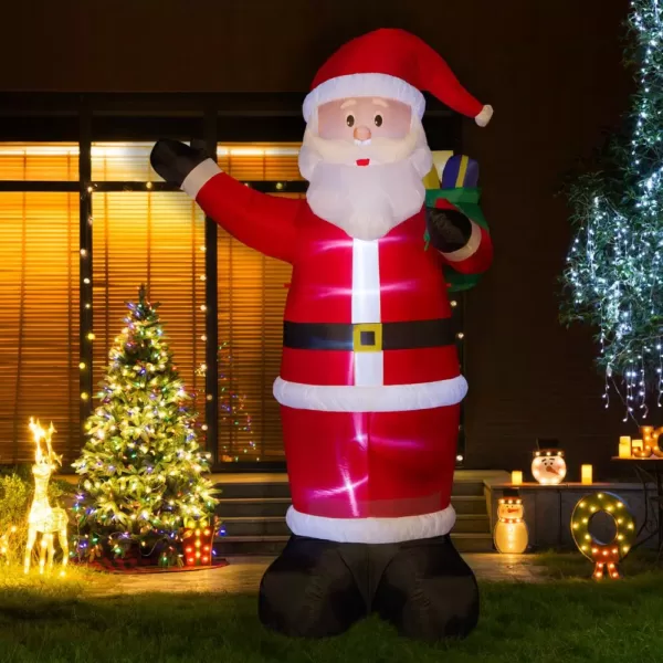 Glitzhome 12 ft. Lighted Inflatable Santa Decor