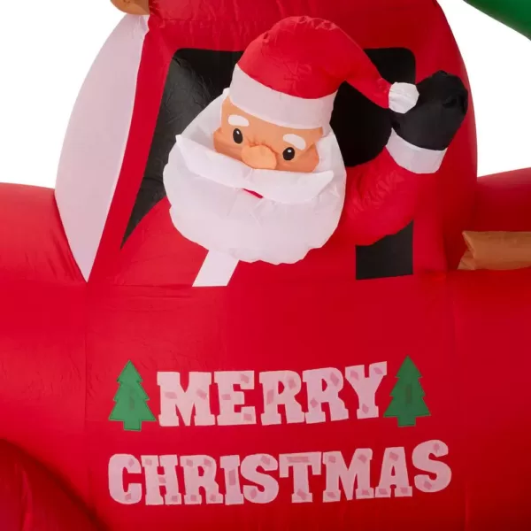 Glitzhome 7 ft. Santa Claus On Pick Up Truck Inflatable Decor