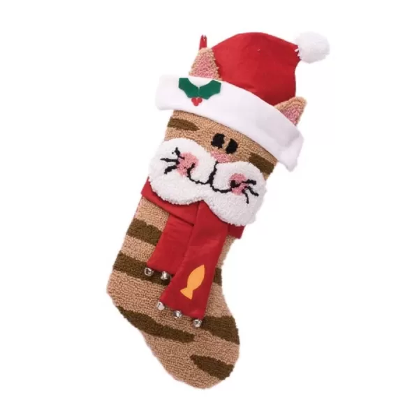 Glitzhome 22 in. L 3D Cat Hooked Stocking