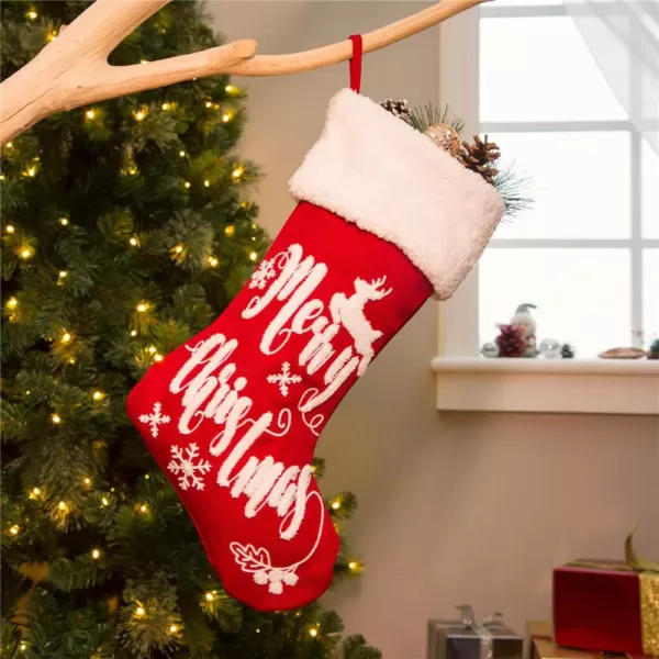 Glitzhome 21 in. H Fabric Stocking, in. Merry Christmas in