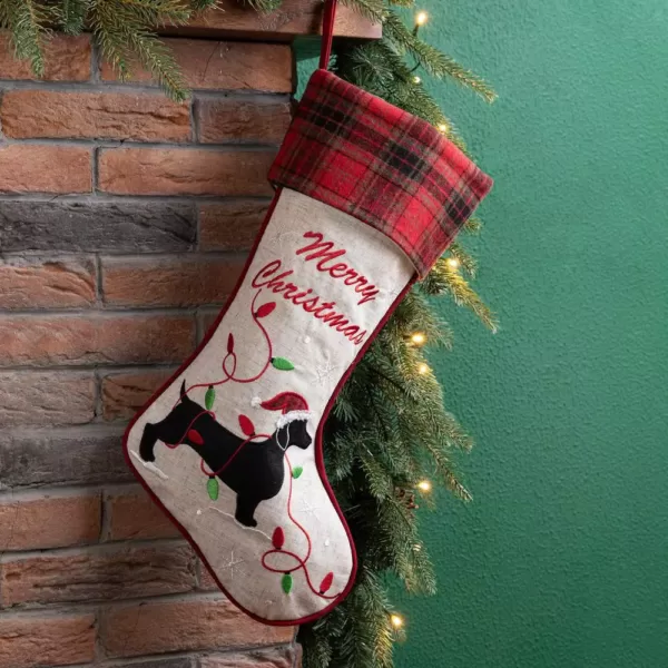 Glitzhome 21 in. Fabric Christmas Stocking - Dachshund