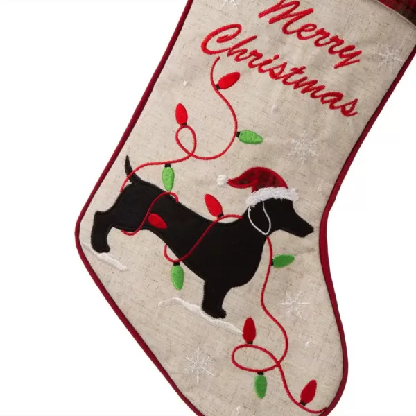 Glitzhome 21 in. Fabric Christmas Stocking - Dachshund