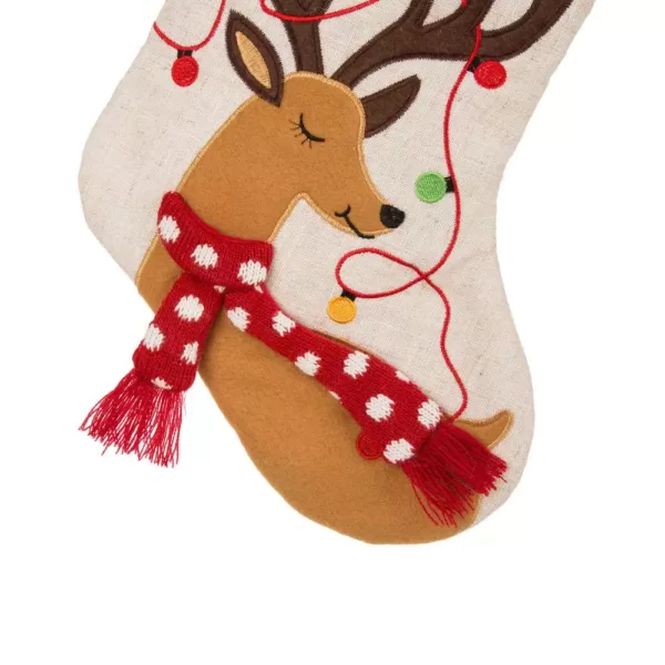 Glitzhome 21 in. H LED Embroidered Polyester Linen Christmas Decoration Stocking (2-Pack)