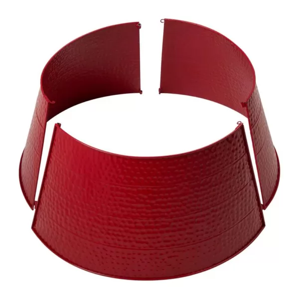 Glitzhome 26 in. Dia Red Hammered Metal Tree Collar(KD)