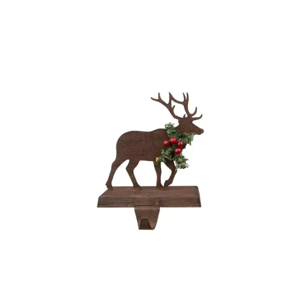 Glitzhome Wooden/Metal Reindeer Stocking Holder (2-Pack)