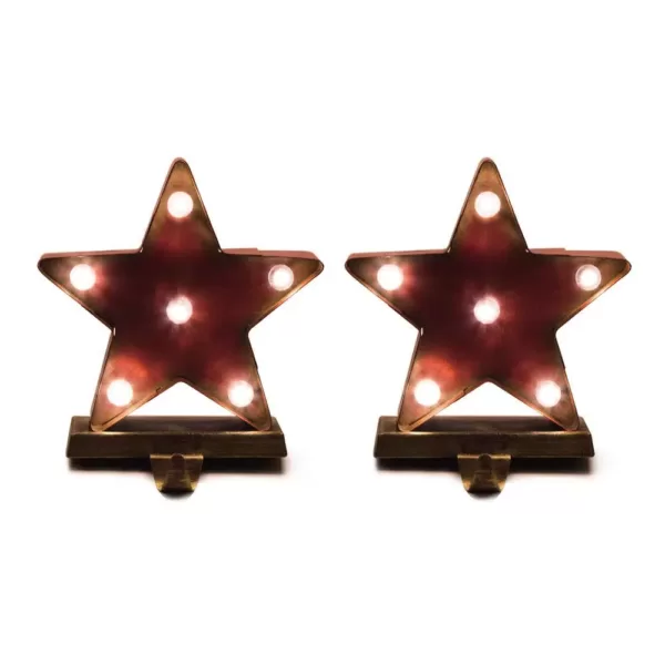 Glitzhome 2-Pack Marquee LED Star Stocking Holder