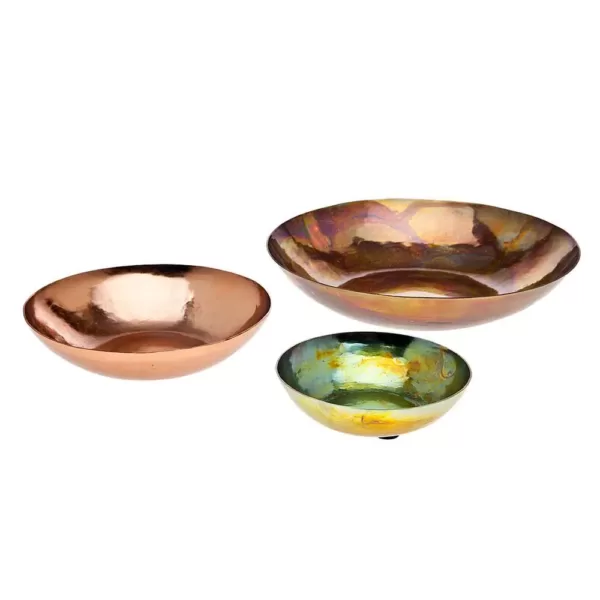 Godinger Copper Blue/Yellow Plates (Set of 3)