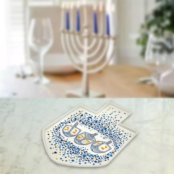 Godinger 11.50 in. W x 1 in. H x 1 in. D White Bone China Dreidel Platter