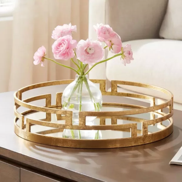 Home Decorators Collection Home Decorators Collection Gold Metal Decorative Round Mirror Tray