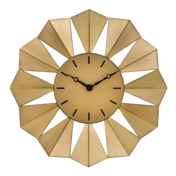 La Crosse Technology 12.8 in. Gold Metal Sunray Quartz Wall Clock