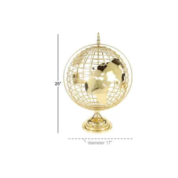 LITTON LANE 25 in. Gold Metal Spinning Decorative Globe