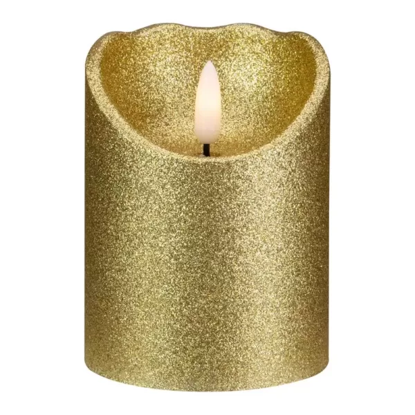 Northlight 4 in. Gold Glitter Flameless Battery Operated Christmas Decor Candle