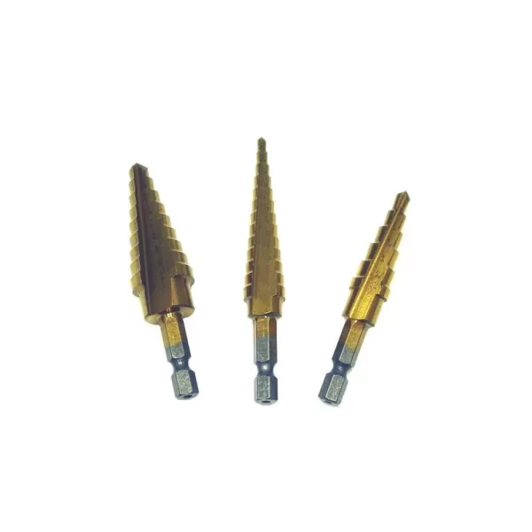 Grand Rapids Industrial Products Titanium Coated Steel Step Drill Bit Set (3-Piece)