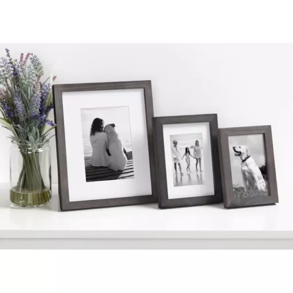 DesignOvation Gallery 8 in. x 10 in. Matted to 5 in. x 7 in. Gray Picture Frame (Set of 4)