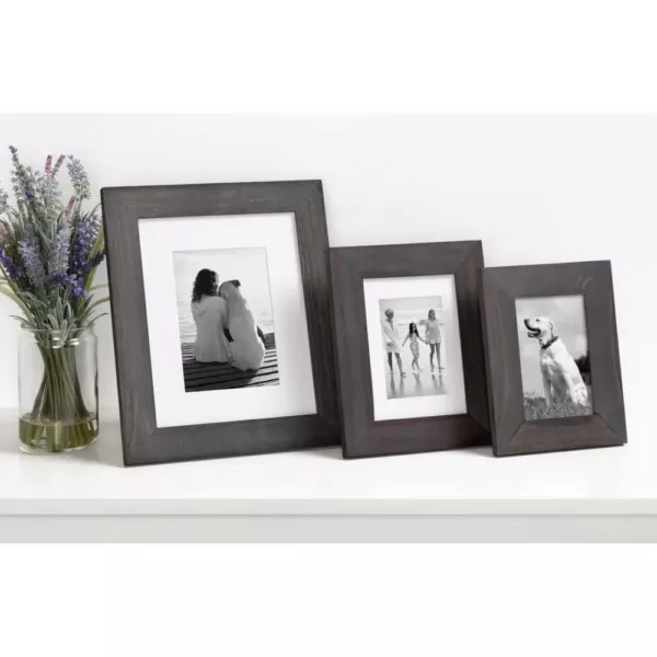 DesignOvation Museum 5 in. x 7 in. Matted to 3.5 in. x 5 in. Gray Picture Frame (Set of 4)