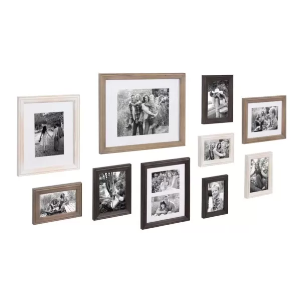 Kate and Laurel Bordeaux Multicolored Brown, White, and Gray Picture Frame (Set of 10)