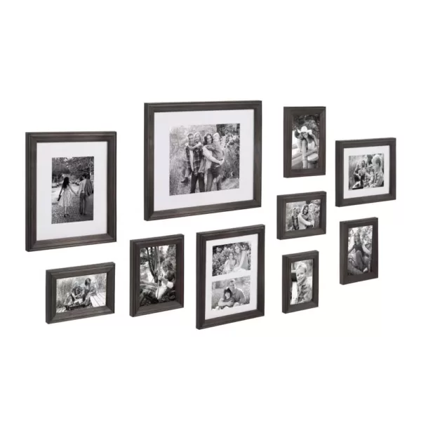 Kate and Laurel Bordeaux Charcoal Gray Wood Picture Frame (Set of 10)