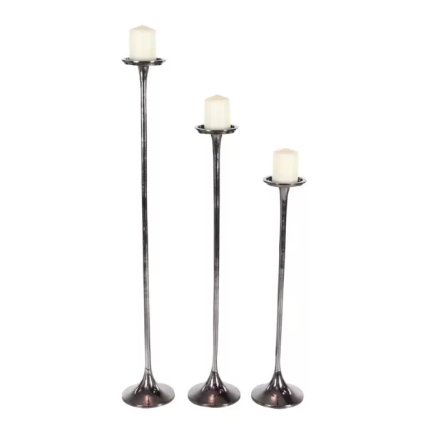 LITTON LANE 40 in. x 32 in. and 37 in. Modern Gray Aluminum Candle Holder (Set of 3)