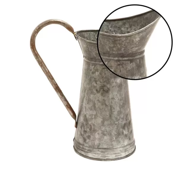 LITTON LANE 10 in. x 12 in. Gray and Rust Brown Hammered Tin Watering Jug