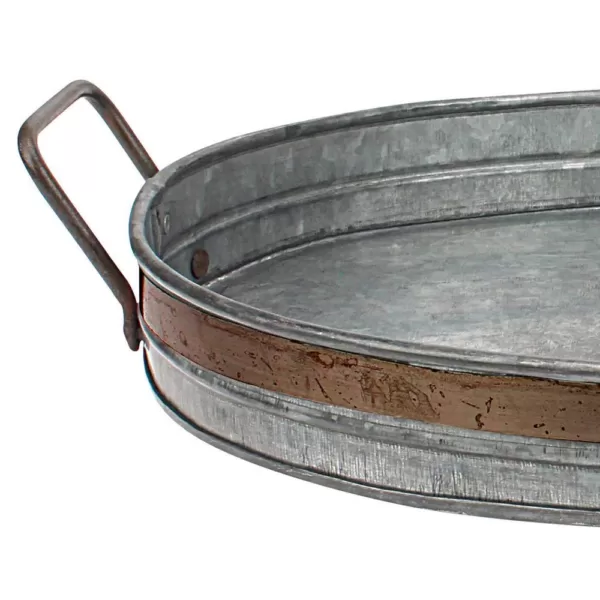 Stonebriar Collection Aged Galvanized with Rust Metal Metal Trim Decorative Tray