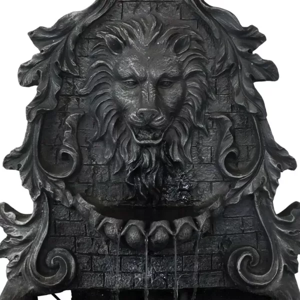 Sunnydaze Decor 30 in. Stoic Courage Lion Head Solar Wall Fountain - Battery Backup