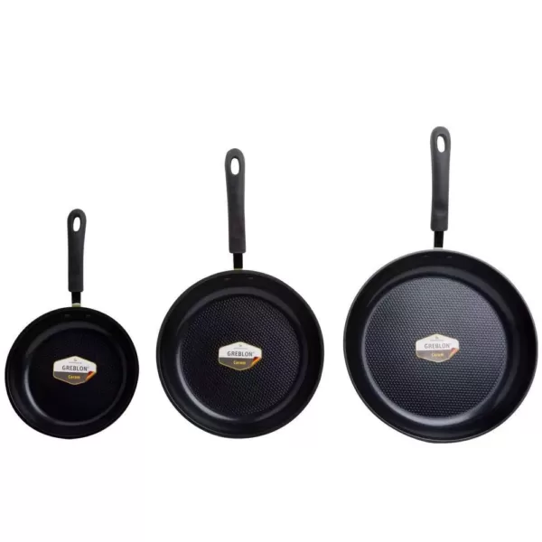 Ozeri Green Earth 3-Piece Aluminum Ceramic Nonstick Frying Pan Set in Green