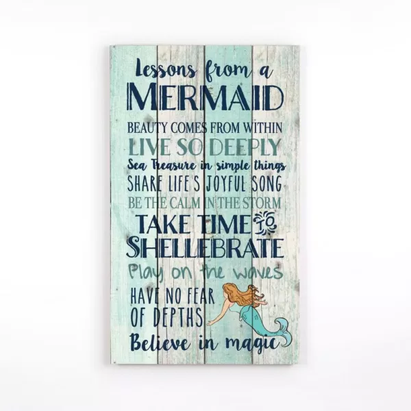 P Graham Dunn Lessons from a Mermaid Wood Pallet Individual Wooden Art