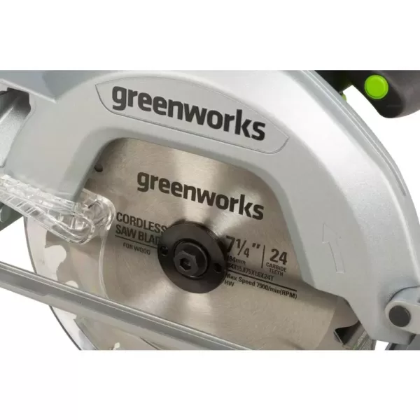 Greenworks 24-Volt Battery Cordless Brushless 7.25 in. Circular Saw Battery Not Included CR24L00