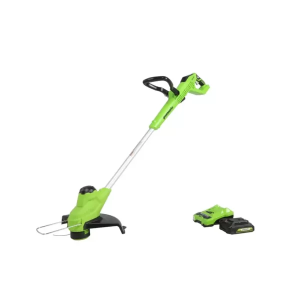 Greenworks 11 in. 24-Volt Battery Cordless TORQDRIVE String Trimmer with 2.0 Ah USB Battery and Charger Included ST24B214