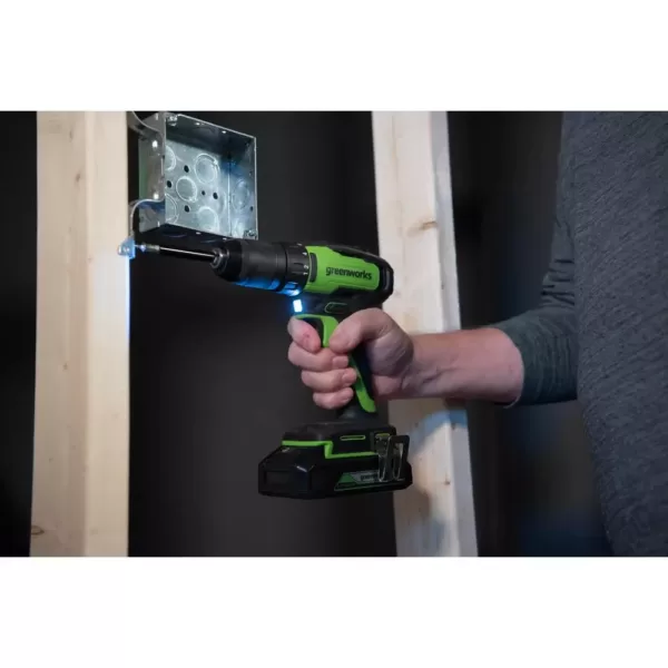 Greenworks 24-Volt Battery Cordless Brushless Hammer Drill, Battery Not Included DD24L01