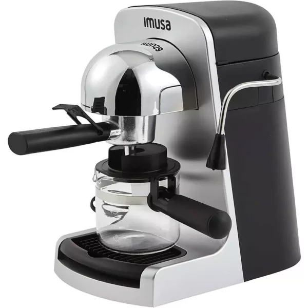 IMUSA 4-Cup Grey Espresso and Cappuccino Machine with Milk Frothier